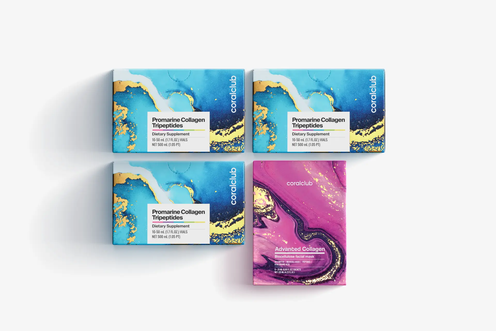 Set Promarine Collagen Tripeptides (ciclo di 1 mese) & Advanced Collagen Biocellulose Facial Mask (5 bustine)
